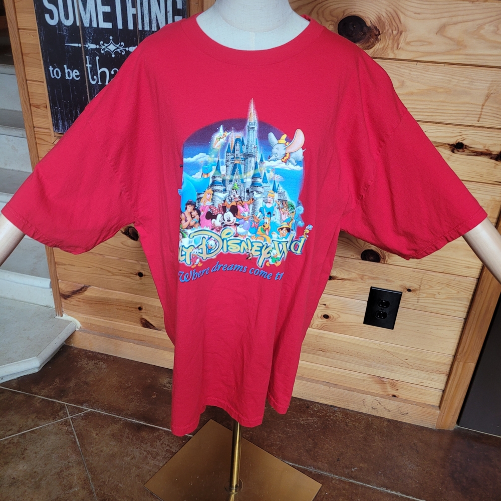 Disney Red Tee with Castle and Characters